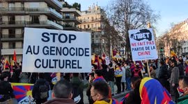 Tibet national demonstration commemorating the 63th anniversary of the uprising of the Tibetan people against the Chinese occupation of Tibet. Paris From Eiffel Tower to the Embassy of China. Monday March 10, 2022 at 2.30 p.m. -