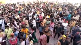 Laddu Holi played in Barsane, the city of Radha Rani