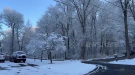 Driving through snowy streets on morning of 3/10/22