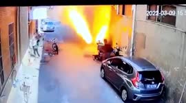Huge fire bursts out of electric scooter charging in China