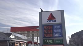 Citgo gas station price sign near Post road and I -95 view in  nice sunny day