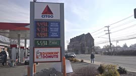 Citgo gas station price sign near Post road and I -95 view in nice sunny day with blue sky