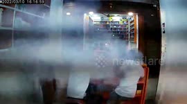 Terrifying moment a mobile phone explodes mid-repair in northern India