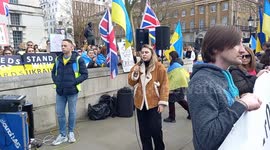 Stand with ukraine protest outside diwing Street London against Russia