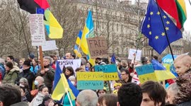 Protest against Russia's invasion of Ukraine held in Place de la République, Paris