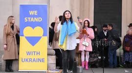 Ukraine singer, sings for her friend in Ukraine defend Ukraine a fund raising concert on the Covent Garden Plaza in London