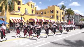 Bagpipes and beaming sunshine as thousands turn out for St Patrick's Day Parade in Delray Beach, Florida