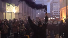 Protesters set off