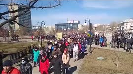 Protest held in Berdyansk, Ukraine, against Russian occupation