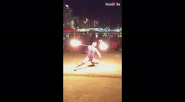 'Fire artist welcomes 2022 with a BLAZING contact staff performance '