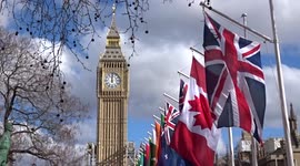Flags of the Commonwealth nations fly in Parliament Square ahead of the Commonwealth Day Service in London
