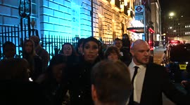 Ikram Abdi Omar(model) leaves the BAFTA  after party thrown by Vogue   and Tiffany and Co