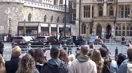 Crowds cheer the royals arriving at Westminster Abbey for the annual Commonwealth Day Service 2022 - London