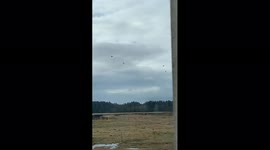 Russian helicopters fly toward Ukraine from Nesvizh, Belarus