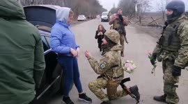 Ukraine war 2 years on: Touching moment soldier proposes to girlfriend at checkpoint