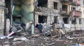 Ukraine: Aftermath Of Russian Airstrike Hitting Residential Block In Kyiv
