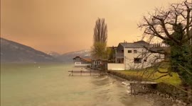 Stunning scenes show Switzerland turned orange thanks to Sahara dust