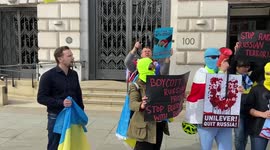 Pro-Ukraine protest outside Unilever headquarters in London