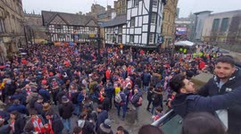 Atletico Madrid supporters swarm Manchester streets ahead of UEFA clash with Uniited