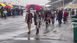 Glamorous racegoers refuse to let rain dampen spirits at Cheltenham Ladies Day