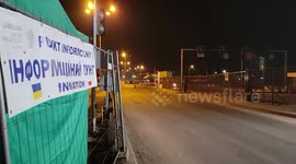 Late Night Shots Of Reception Centre At Dorohusk Border Crossing From Ukraine Into Poland