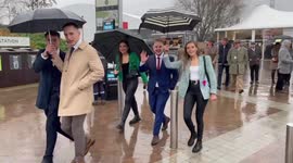 Cheltenham Ladies Day: racegoers in high spirits as they arrive on Wednesday 1