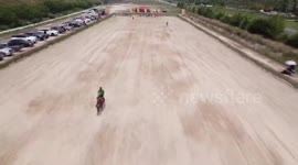 Farmers take part in buffalo racing competition in Thailand