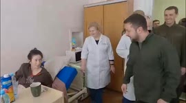 Ukrainian President Volodymyr Zelenskyy visits wounded in Kyiv hospital