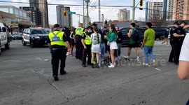 Police in Waterloo Canada arrest students at unsanctioned St. Patrick's day celebrations in the university district