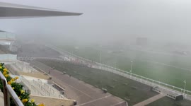 Cheltenham Racecourse shrouded in fog ahead of Gold Cup day