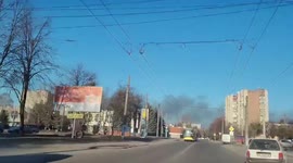 Smoke rises above Lviv after Russian missiles hit aircraft repair plant