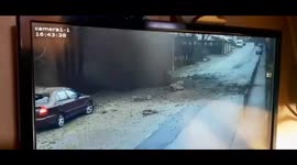 Underground gas pipe explodes seconds after car drives over it in southern Russia