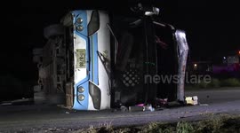 Six passengers injured as bus overturns on wet road amid storms in Thailand