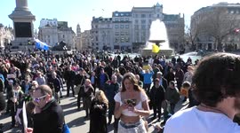 Worldwide freedom rally protesters at Trafalgar Square