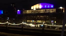 Royal Festival Hall is glowing blue and yellow in solidarity with Ukraine - London