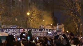 Real Madrid ultra fans chants outside the Santiago Bernabéu stadium in Madrid minutes before “El Clásico” against FC Barcelona
