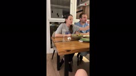 'Caring husband subconsciously protects wife from hitting her head on the table '
