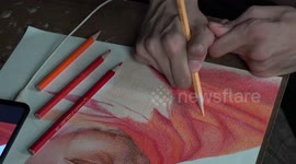 Artist overcomes rare degenerative disease to produce impressive pencil crayon portraits