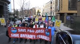 P&o ferries workers march from p&o offices to parliament square