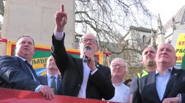 Jeremy Corbyn speaks at the P&O Ferries jobs massacre rally outside the house of Lords