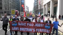 P&O Ferries workers march from company offices to London's Parliament Square