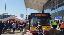 Constant flow of refugees arriving at Central Train Station in Warsaw, Poland