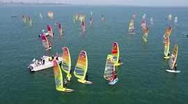 Tokyo Olympic Windsurfing event preparation in Weihai, Shandong, China
