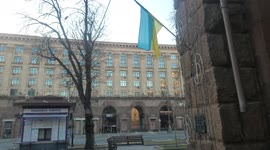 Sirens go off in Kyiv, Ukraine during a 35 hour curfew announced by the Mayor.