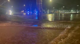 Major flooding and stuck vehicle on Hwy 31 in Hoover Alabama