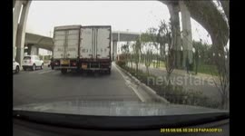 Revenge truck scratches on the road