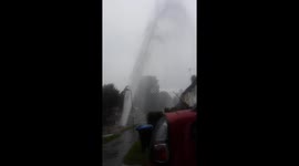Burst water pipe spouts 40ft fountain