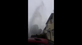 Burst water main Throws water 40-50ft in the air Market Harborough