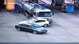 Truck carrying dangerous goods crashes at Toll