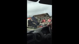 Aftermath of double HGV crash in east London